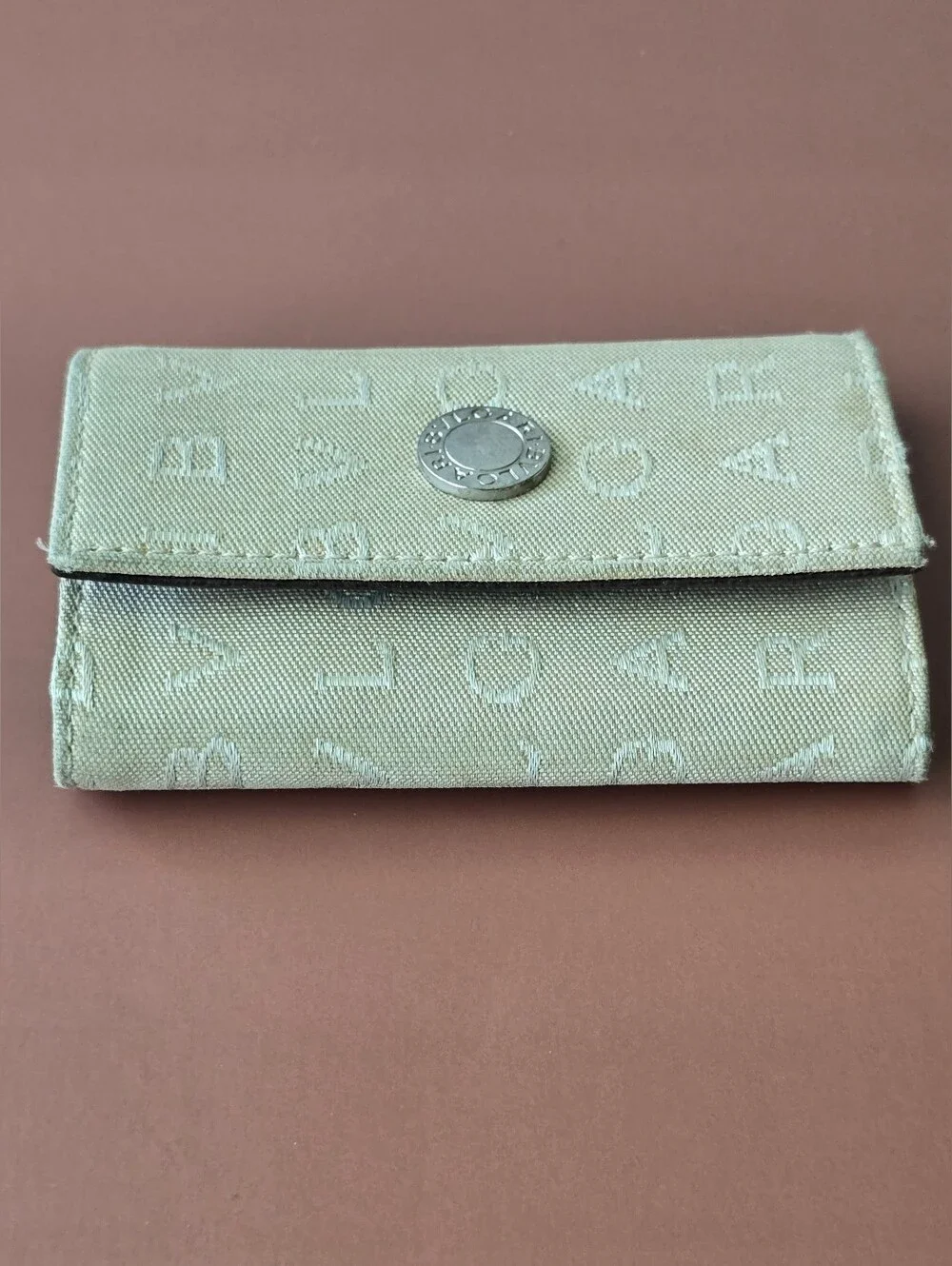 🔑BVLGARI Logo Mania Denim Canvas Beige 6 Key Holder
